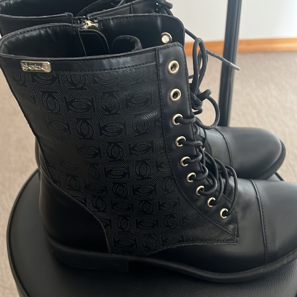 Leather boots tie ups, shoe strings, gold - Picture 2 of 5